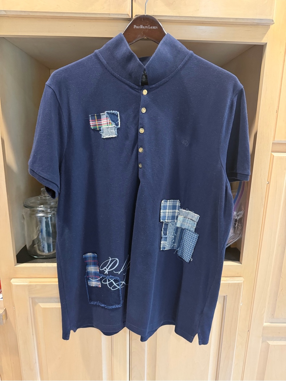Lauren Ralph Lauren Navy Short-Sleeve Polo with Patchwork